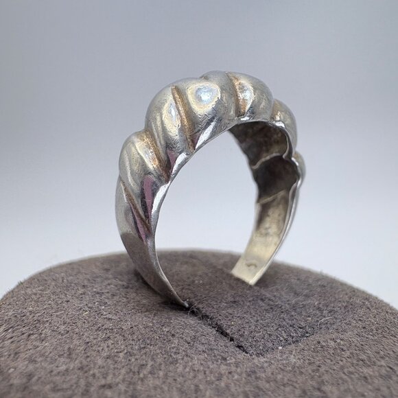 VTG Sterling Silver 925 Puffed Abstract Tapered Dome Band Ring Size 6.75 - Picture 2 of 8